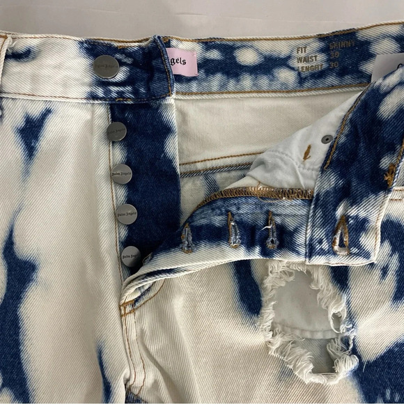 Palm Angels Jeans Tie & Dye Skinny Fit 30/30 Destroyed Blue White Button Fly - Picture 4 of 16